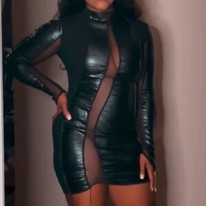 NWT Black Dress leather dress